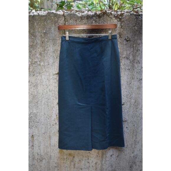 Jean Muir London Teal Wool Midi Skirt – Size 8 - Picture 2 of 4